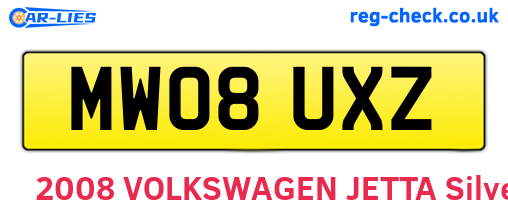 MW08UXZ are the vehicle registration plates.