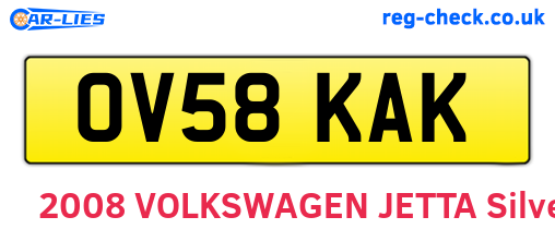 OV58KAK are the vehicle registration plates.