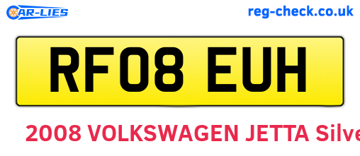 RF08EUH are the vehicle registration plates.