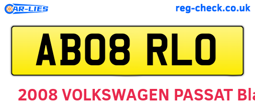 AB08RLO are the vehicle registration plates.