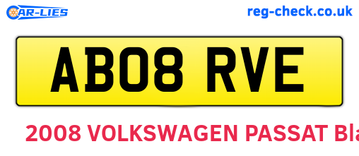 AB08RVE are the vehicle registration plates.