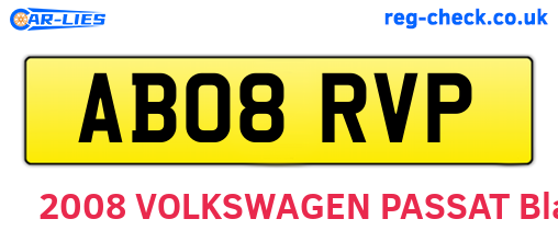 AB08RVP are the vehicle registration plates.