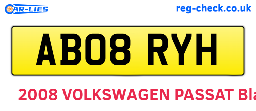 AB08RYH are the vehicle registration plates.