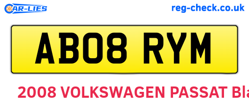 AB08RYM are the vehicle registration plates.