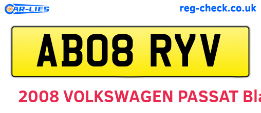 AB08RYV are the vehicle registration plates.