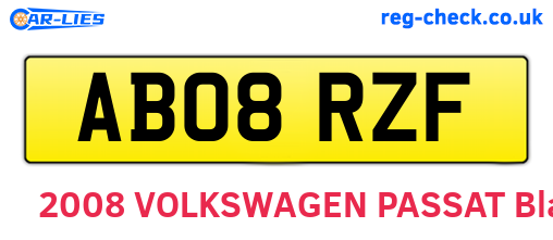 AB08RZF are the vehicle registration plates.