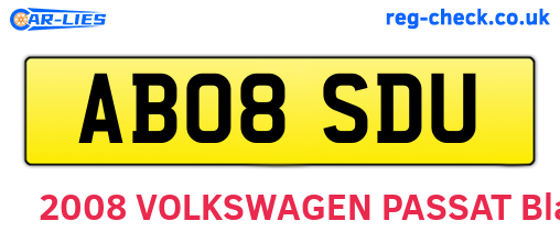 AB08SDU are the vehicle registration plates.