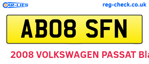 AB08SFN are the vehicle registration plates.
