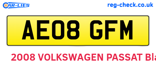 AE08GFM are the vehicle registration plates.