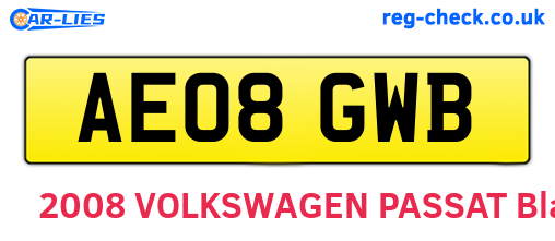 AE08GWB are the vehicle registration plates.