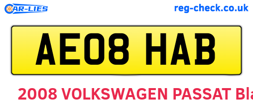 AE08HAB are the vehicle registration plates.