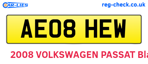 AE08HEW are the vehicle registration plates.