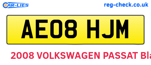 AE08HJM are the vehicle registration plates.
