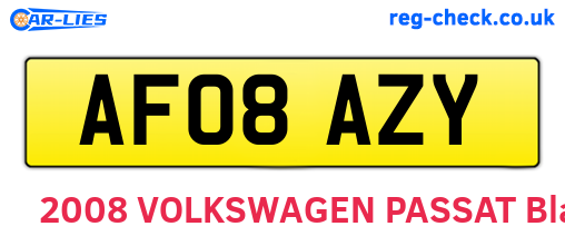 AF08AZY are the vehicle registration plates.