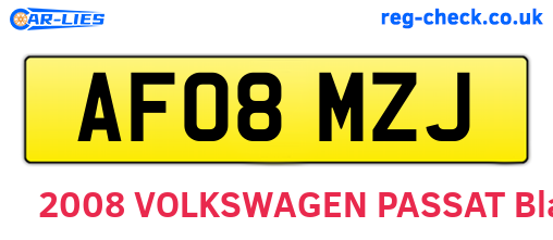 AF08MZJ are the vehicle registration plates.