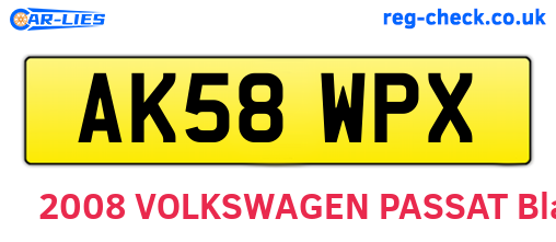 AK58WPX are the vehicle registration plates.