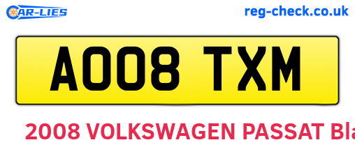 AO08TXM are the vehicle registration plates.