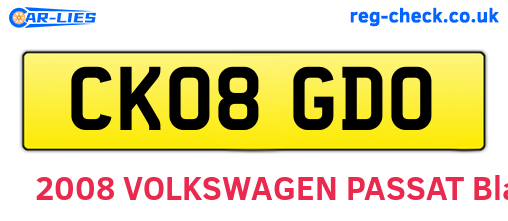 CK08GDO are the vehicle registration plates.
