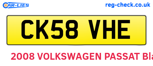 CK58VHE are the vehicle registration plates.