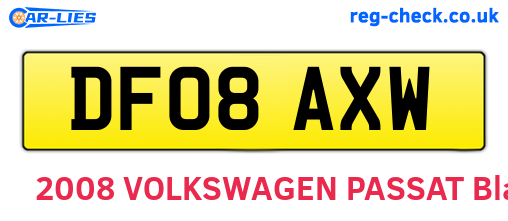 DF08AXW are the vehicle registration plates.