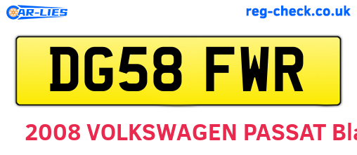 DG58FWR are the vehicle registration plates.