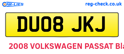 DU08JKJ are the vehicle registration plates.