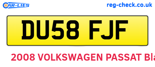 DU58FJF are the vehicle registration plates.