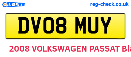 DV08MUY are the vehicle registration plates.