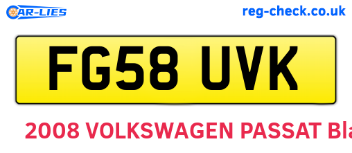 FG58UVK are the vehicle registration plates.