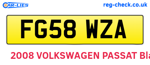FG58WZA are the vehicle registration plates.