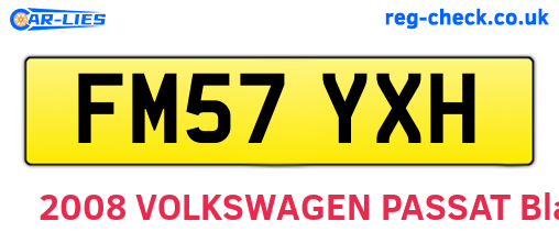 FM57YXH are the vehicle registration plates.