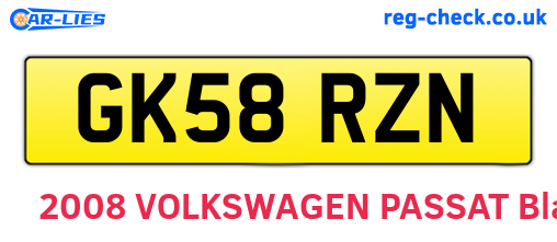 GK58RZN are the vehicle registration plates.