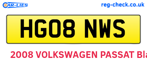 HG08NWS are the vehicle registration plates.