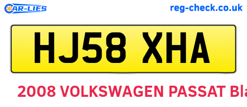 HJ58XHA are the vehicle registration plates.