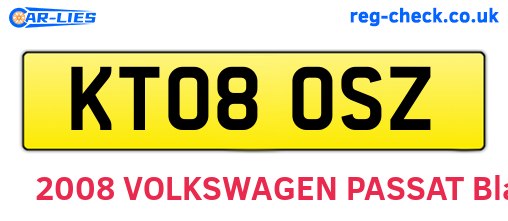 KT08OSZ are the vehicle registration plates.
