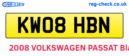 KW08HBN are the vehicle registration plates.