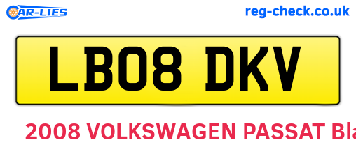 LB08DKV are the vehicle registration plates.