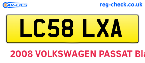LC58LXA are the vehicle registration plates.