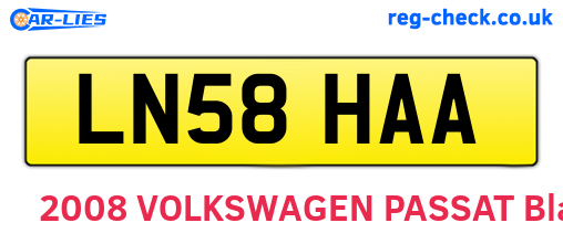 LN58HAA are the vehicle registration plates.