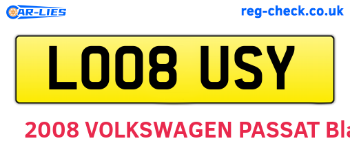 LO08USY are the vehicle registration plates.
