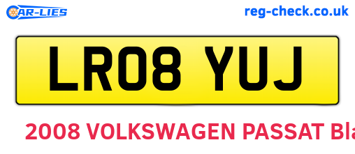 LR08YUJ are the vehicle registration plates.