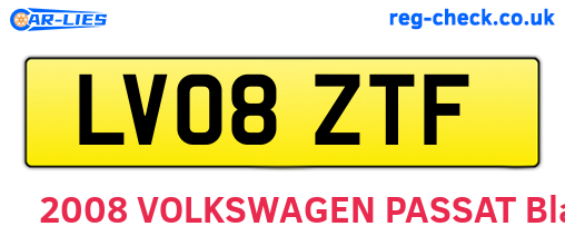 LV08ZTF are the vehicle registration plates.