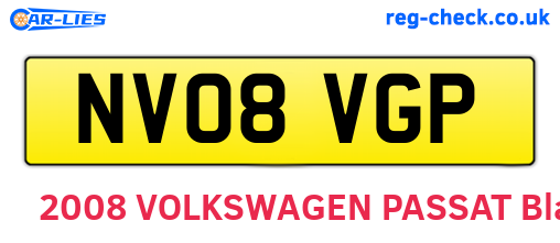 NV08VGP are the vehicle registration plates.