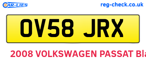 OV58JRX are the vehicle registration plates.