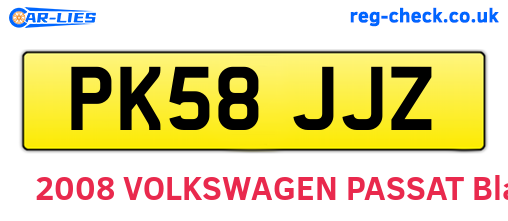 PK58JJZ are the vehicle registration plates.