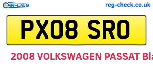 PX08SRO are the vehicle registration plates.