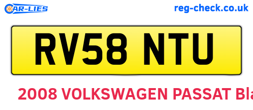 RV58NTU are the vehicle registration plates.