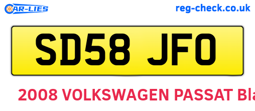 SD58JFO are the vehicle registration plates.