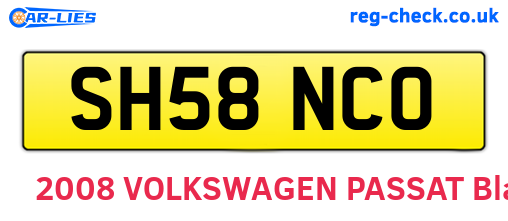 SH58NCO are the vehicle registration plates.