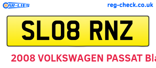 SL08RNZ are the vehicle registration plates.